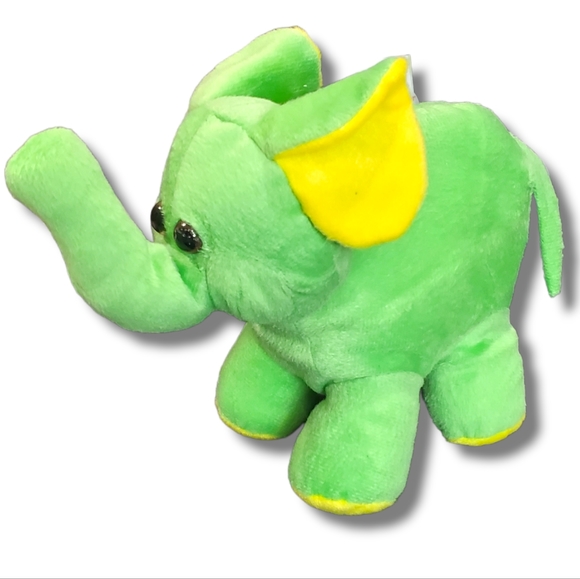 CalPlush Elephant Stuffed Animal Toy 2017 Zoo Kids Birthday Neon Green Yellow - Picture 2 of 12